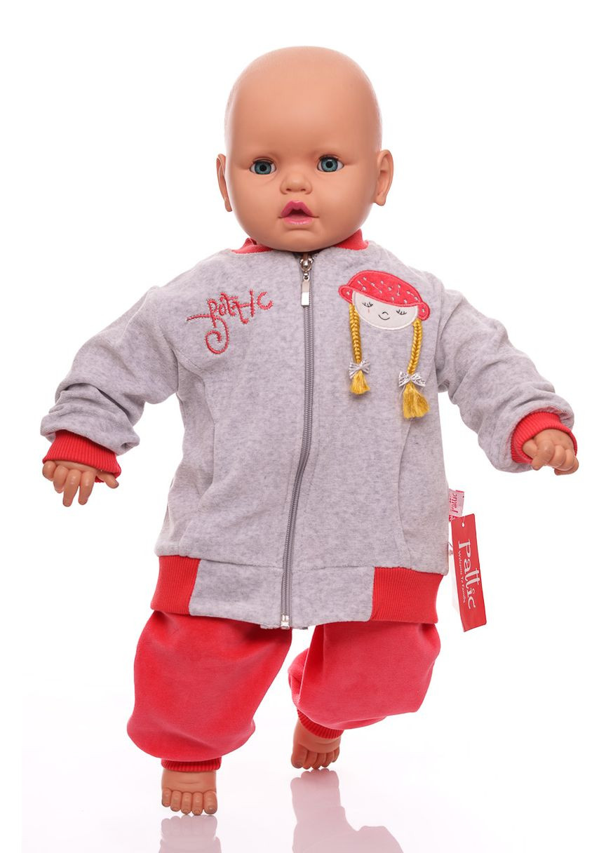 Красный зимний костюм с длинным рукавом для девочки велюровый косичка красный 80 см (27604) BABYKROHA