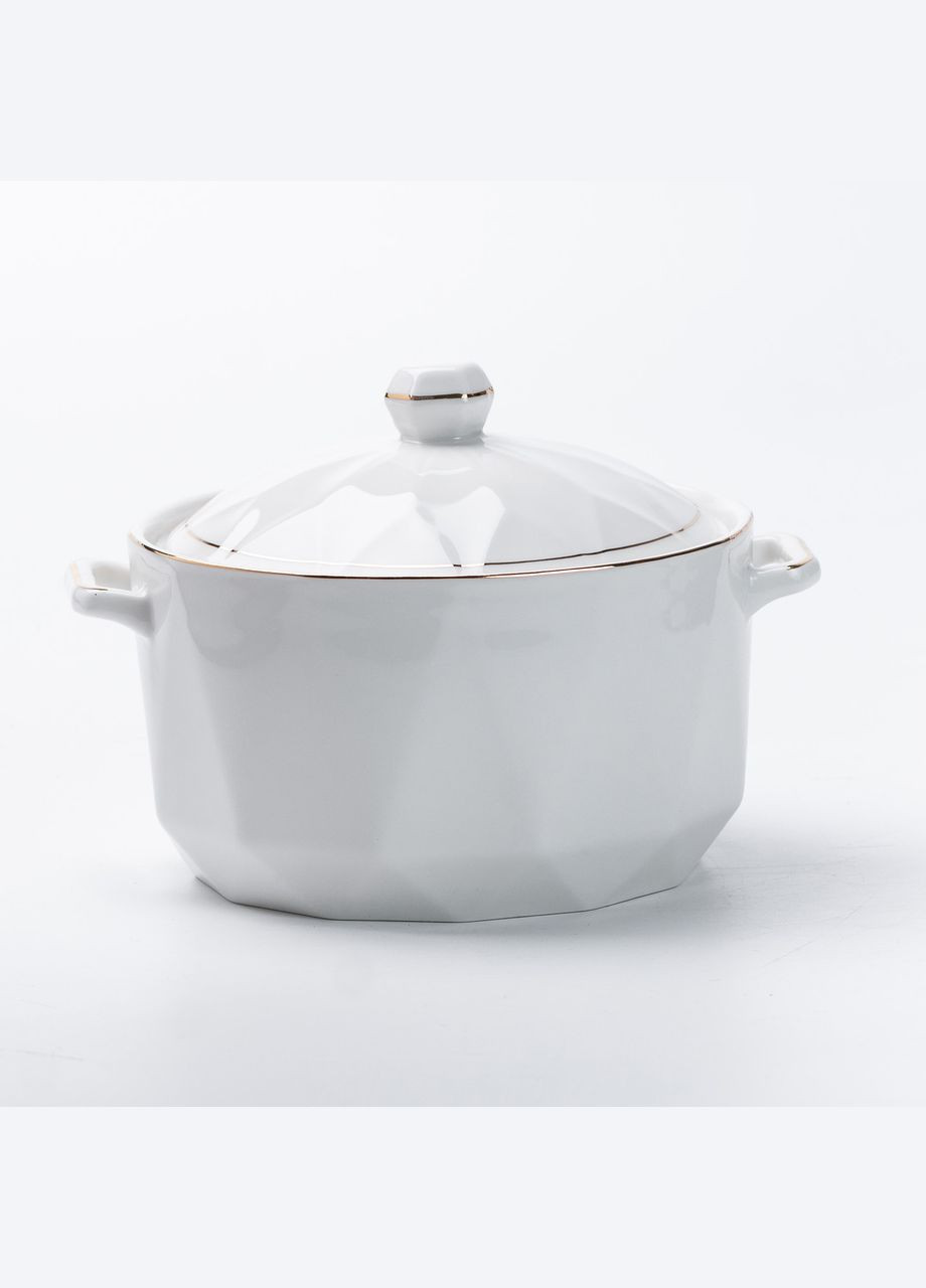 Супниця з кришкою та ручкою на 1 літр біла HP1049 Yiwu (306849453)