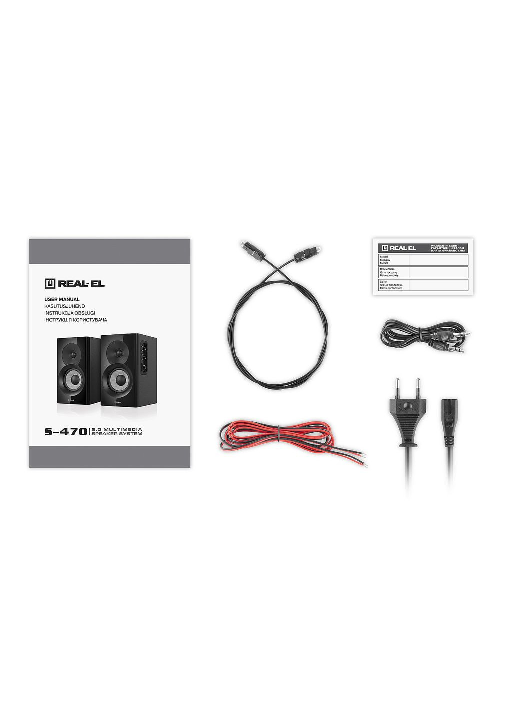 Колонки 2.0 S-470 black (60 Вт, Bluetooth/USB/Optical/Aux (Line-in)/HDMI) Real-El (339059738)
