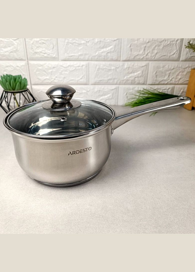 Ковш 1л из нержавеющей стали с крышкой с многослойным дном Gourmet Ardesto (303209797)