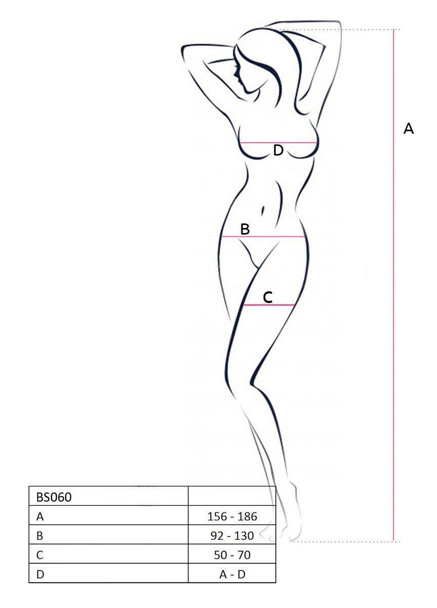 Боді-стокінг BS060 black, комбінезон, імітація трусиків і гольфиків Passion (303905091)