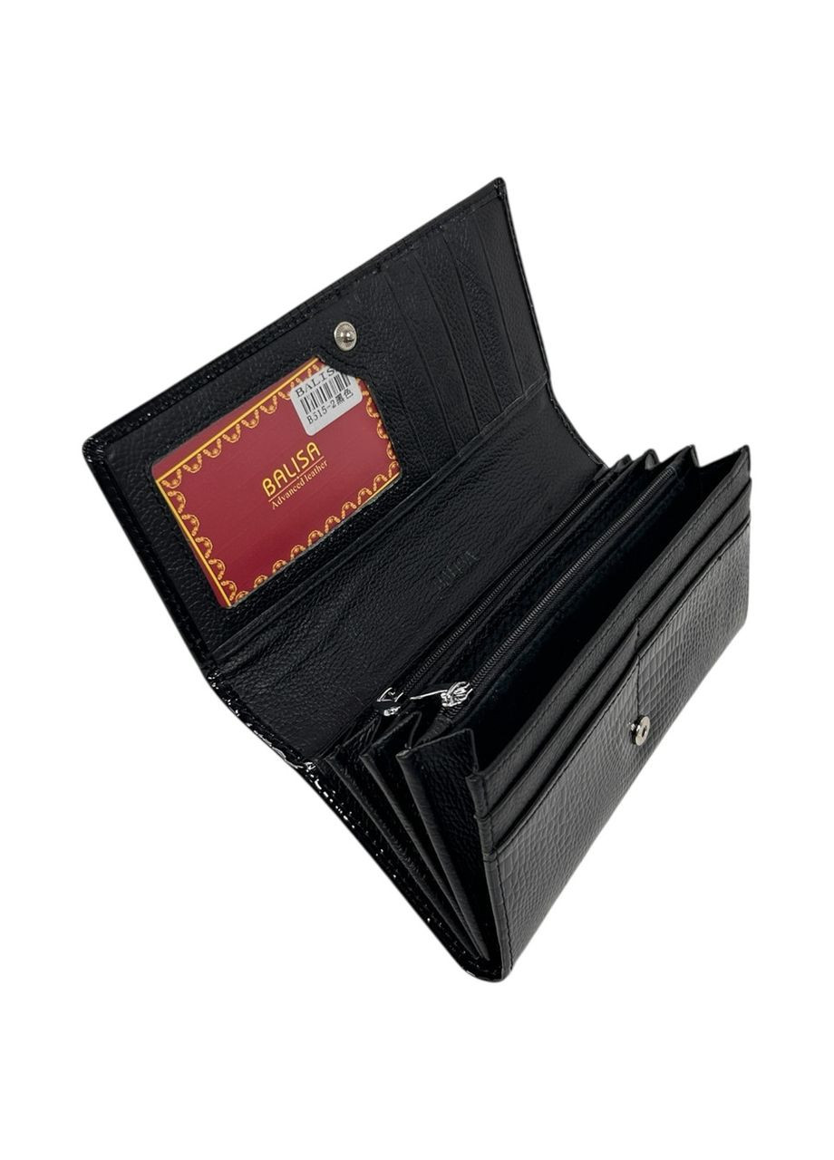 Жіночий гаманець з натуральної шкіри B515-2 чорний 18.5 х 9 х 3 Balisa (367263721)