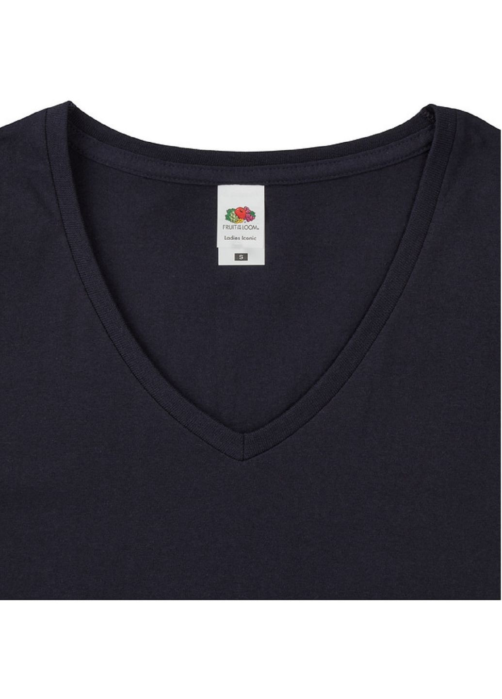 Футболка женская Ladies Iconic 150 V Neck T-Shirt Черный (0614440362XL) Fruit of the Loom - (311281484)