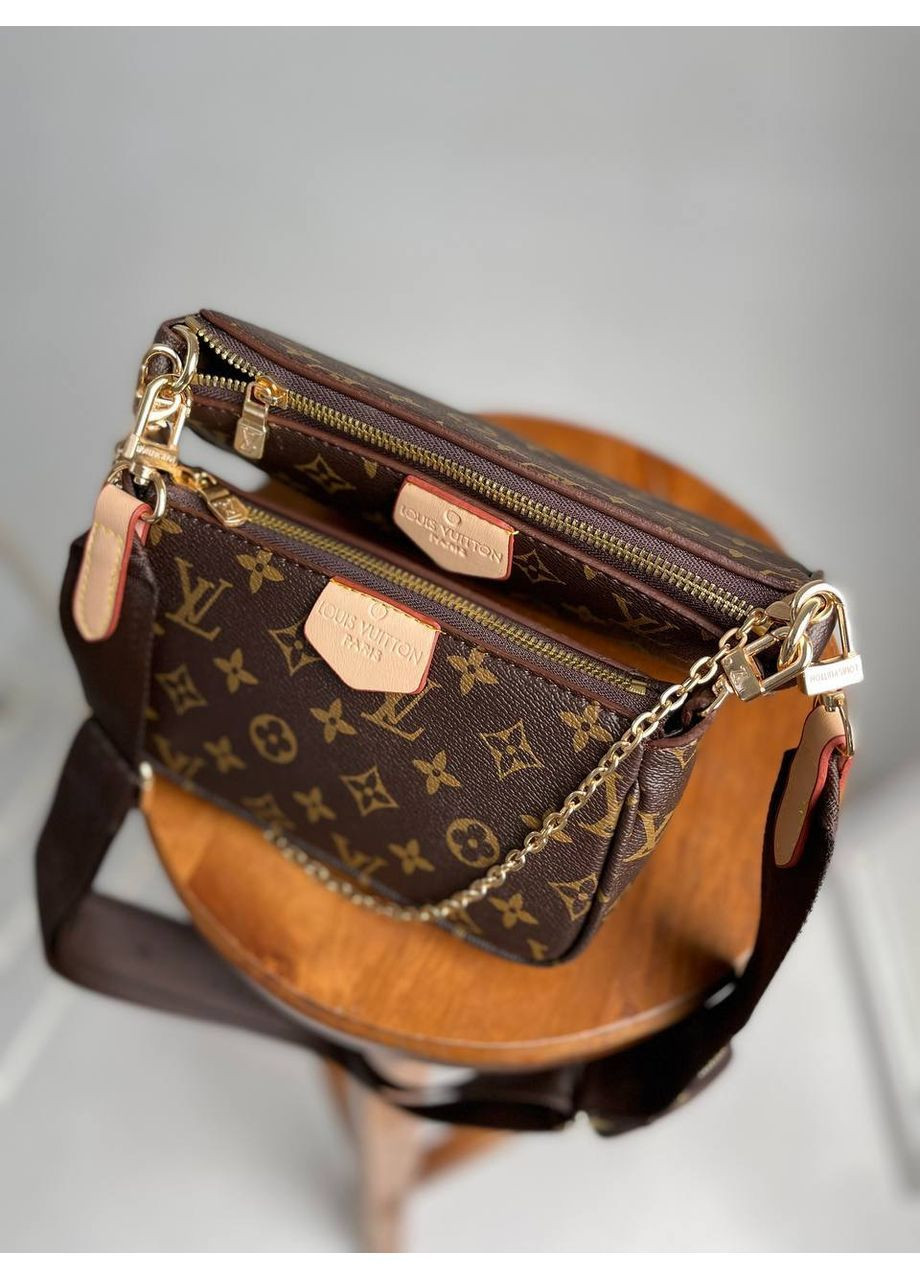 Сумка женская Louis Vuitton Pochete Multi Brown LV коричневая Луи Витон 3в1 крос боди No Brand (364488344)
