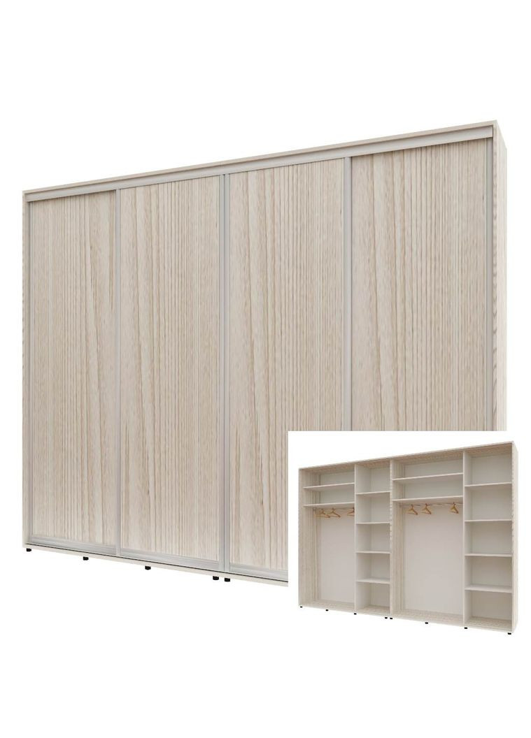 Шафа-купе чотиридверна 280*60*240 см Дуб Білений 4 двері ДСП Стандарт Комфорт Меблі (360476556)