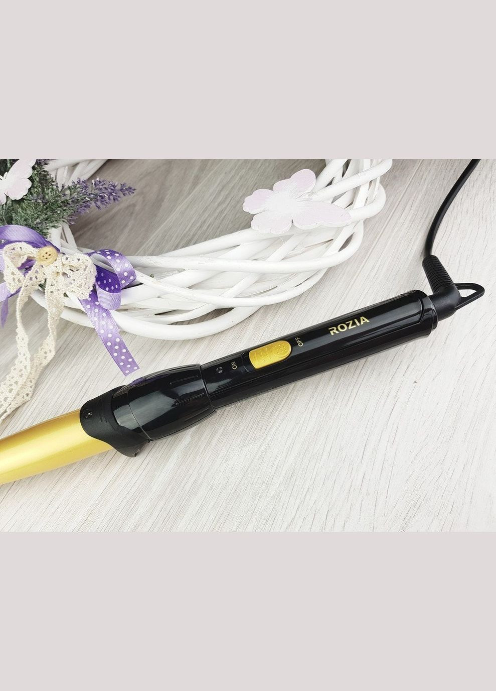 Професійна конусна плойка для завивання волосся із затискачем HR-713 Pro Чорна Rozia (306716711)