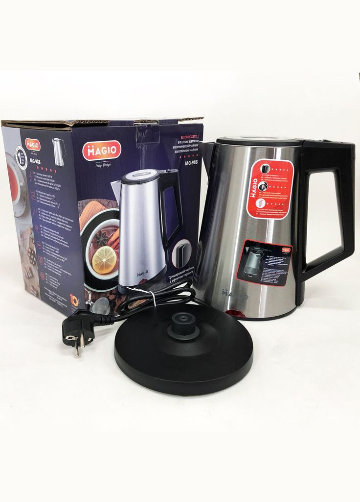 Електрочайник MG-988, гарний електричний чайник, тихий електричний чайник, безшумний чайник Magio (364665724)