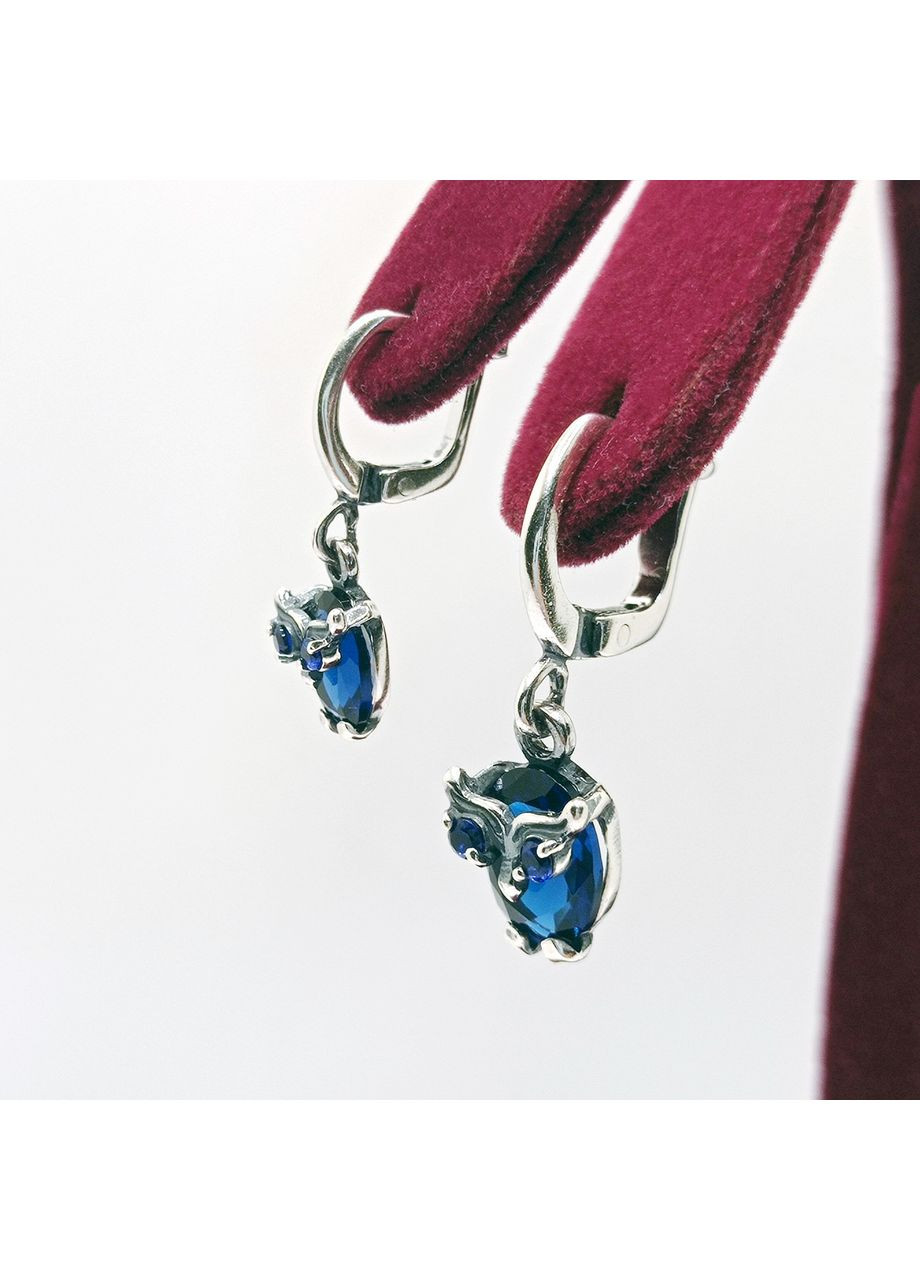 Серьги "Филин" серебро 925° 3,92г. синие фианиты (2840) Elis-s (358234136)