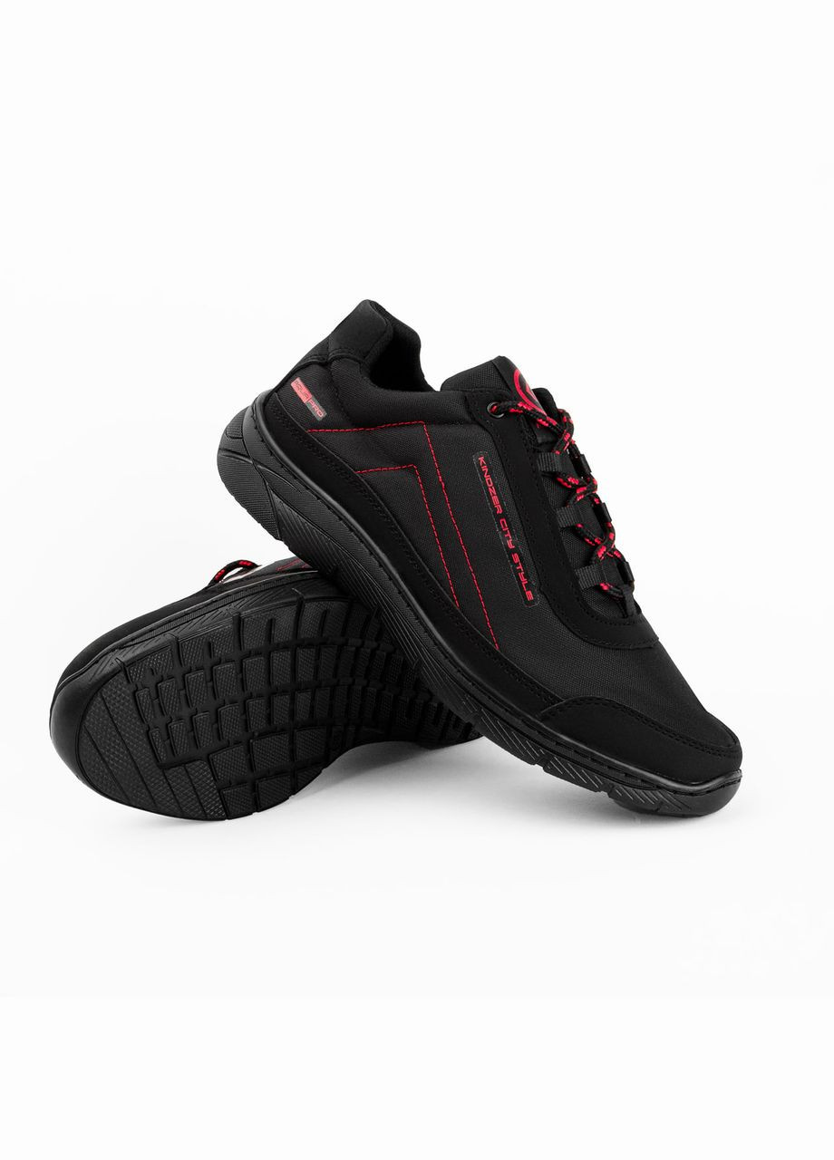 Черные демисезонные мужские кроссовки к-401, текстиль, прошитая подошва Kindzer К401