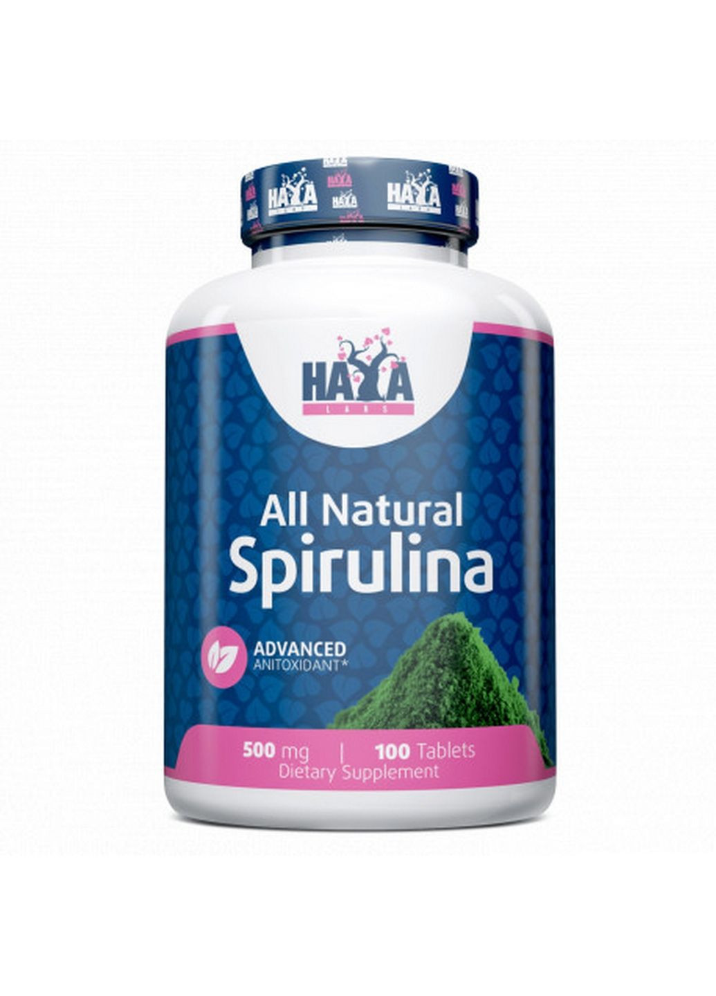 Натуральна добавка All Natural Spirulina 500 mg, 100 таблеток Haya Labs (293478739)