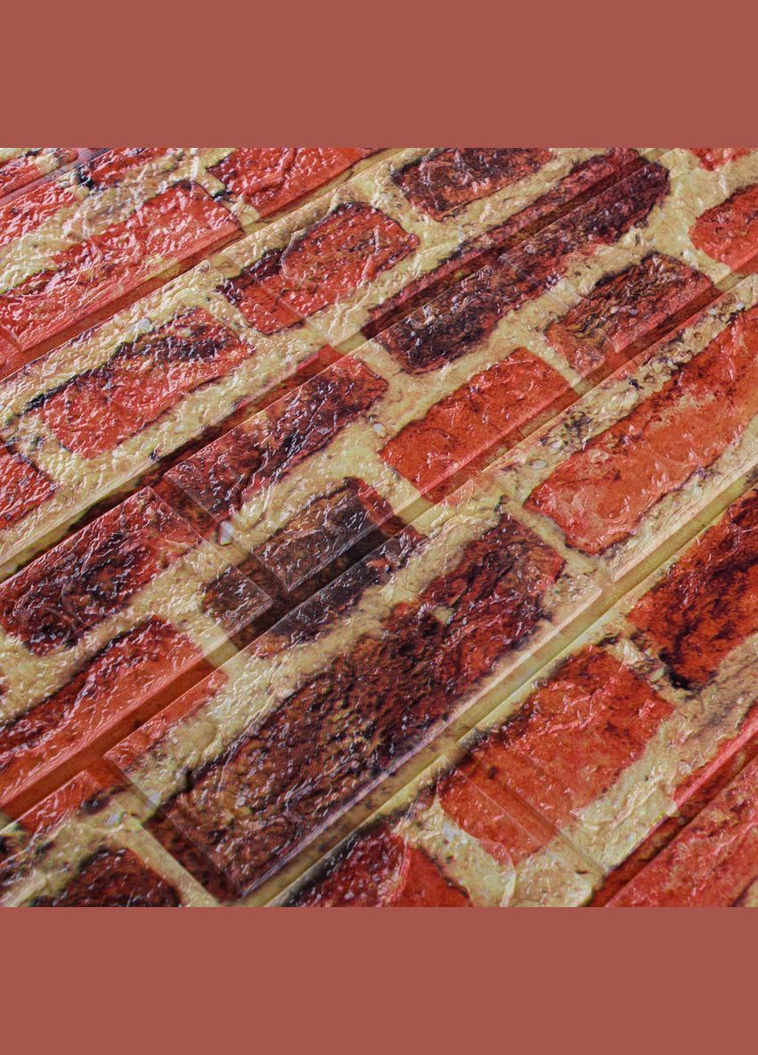 Самоклейка декоративна 3D панель під червоно-коричневу катеринославську цеглу 700x770x5мм (044-5) 3D Loft (298400721)