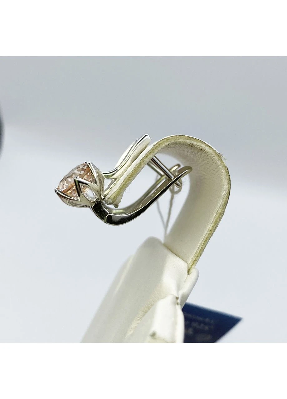 Сережки срібні з морганітом 5,17 г No Brand (382676668)