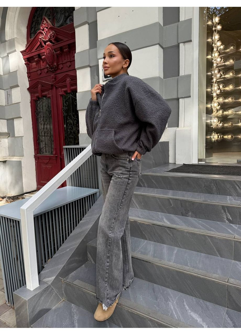 Куртка-бомбер з тканини букле без підкладки — заміри в описі DK/DL Мода без кордонів на блискавці (361832294)