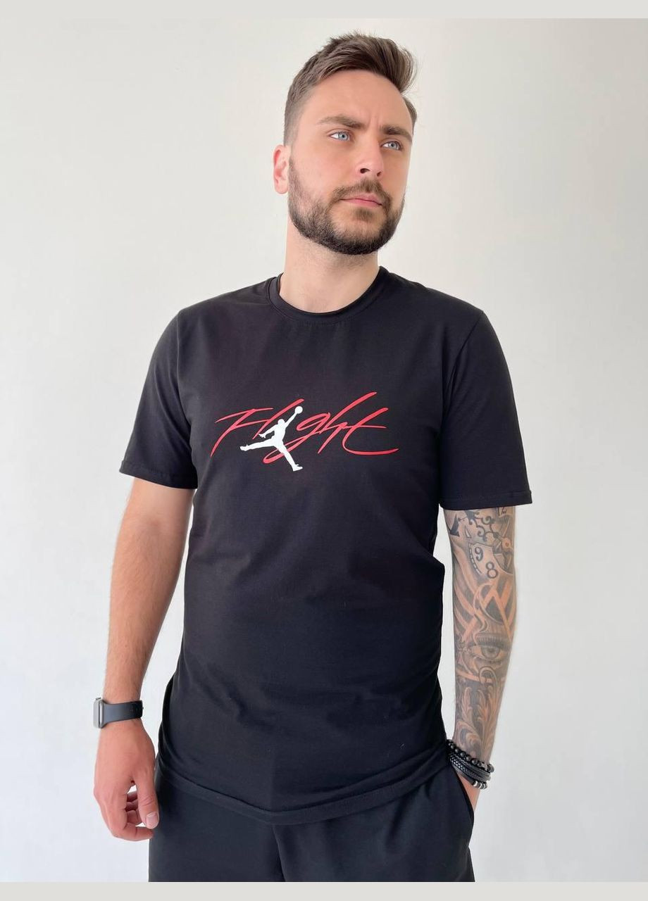 Чорна легка футболка з лого з коротким рукавом Vakko