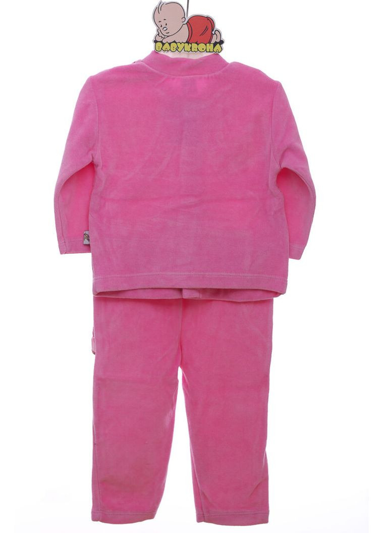 Рожевий демісезонний костюм з довгим рукавом для дівчинки велюровий бантик рожевий 68 см (42571) BABYKROHA