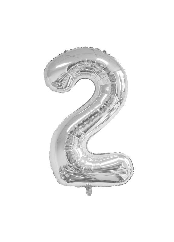 Фольгированная цифра SLIM серебро 100см "2" No Brand (302314096)