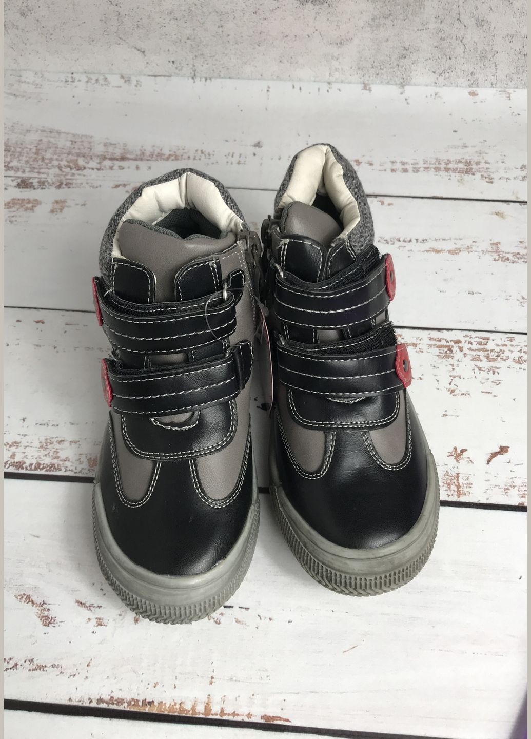 Серые повседневные осенние ботинки демисезонные детские для мальчика серый (878) Канарейка