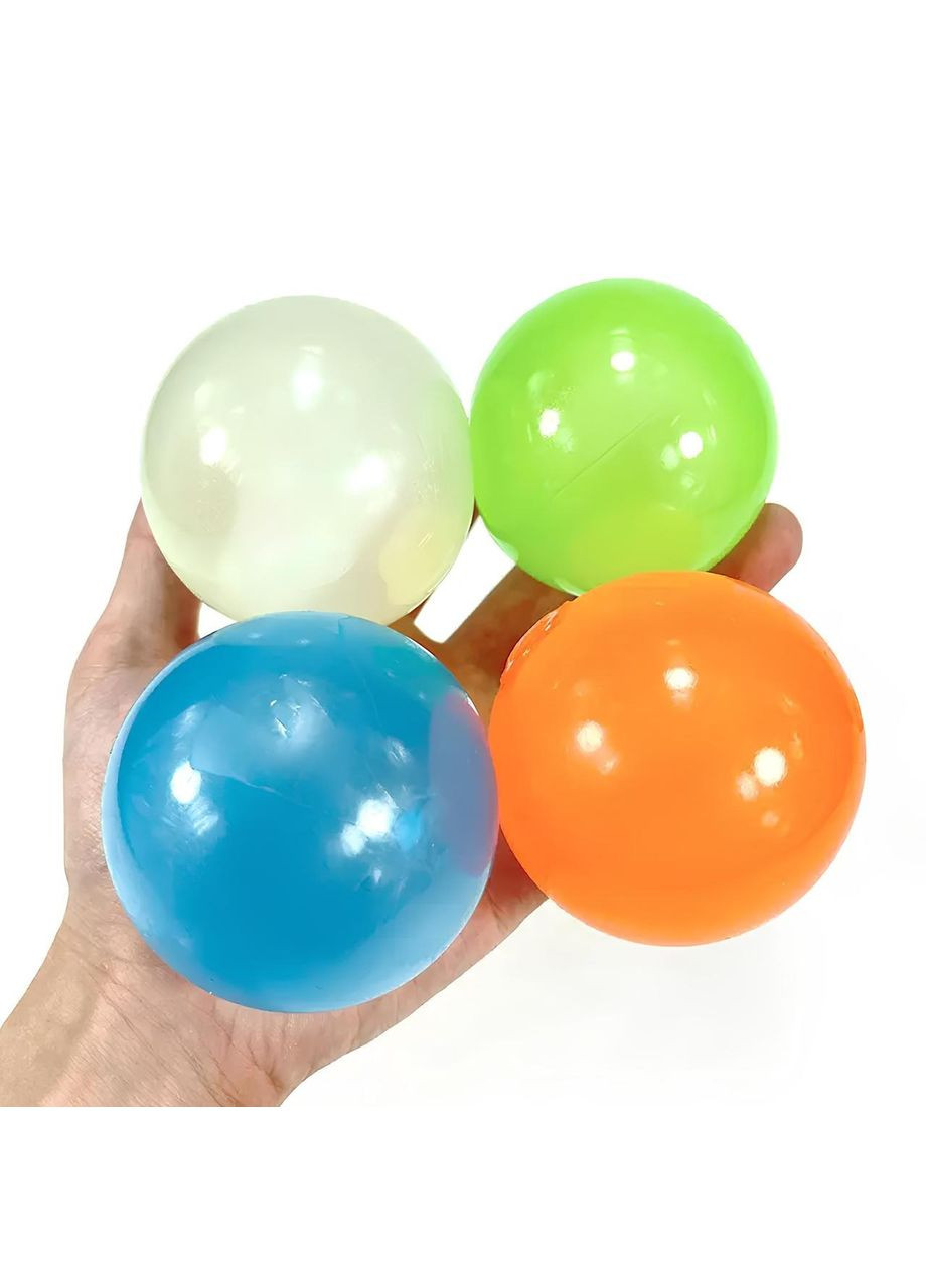 Липкі кульки, що світяться 1шт, 4.5см, Globbles / Антистрес іграшки, які прилипають до стін і світяться RESTEQ (370968095)