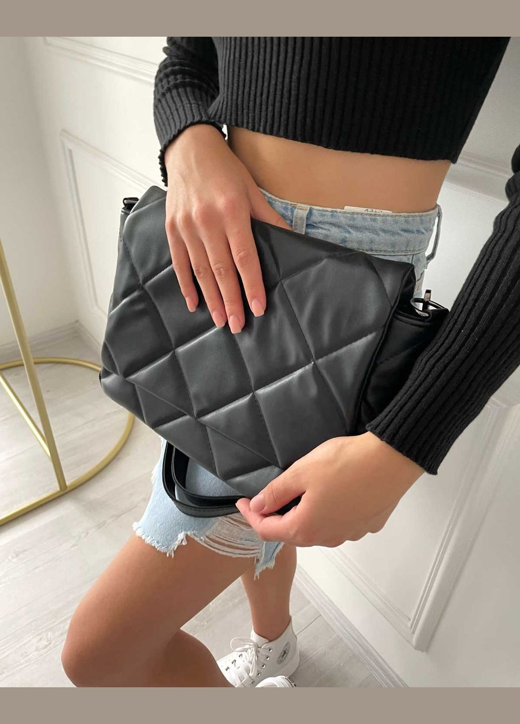 Сумка женская черная с перегородкой-косметичкой Кэри (zhnocha-sumka-ker) WeLassie (342199269)