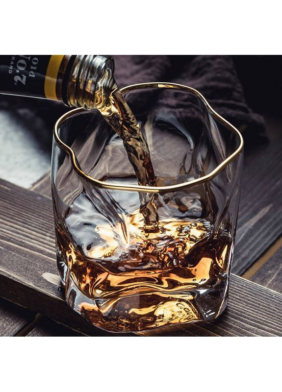 Оригінальна склянка для віскі XS Old Fashion Wave 150 мл, золотий обідок More (366088888)