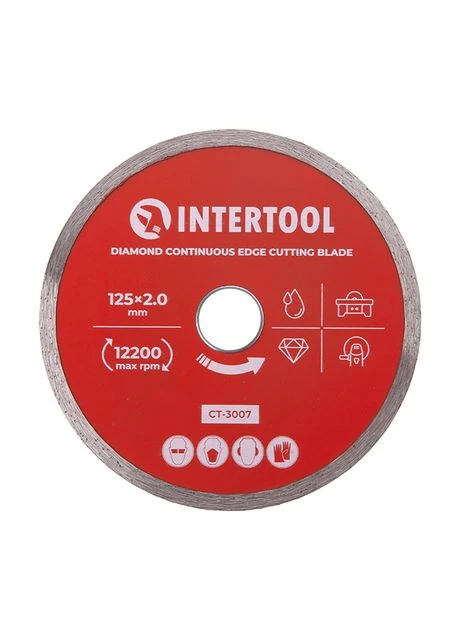 Диск отрезной алмазный, с сплошной кромкой, 125 мм, 22-24%, 12200 об/мин Intertool CT-3007 (376299300)