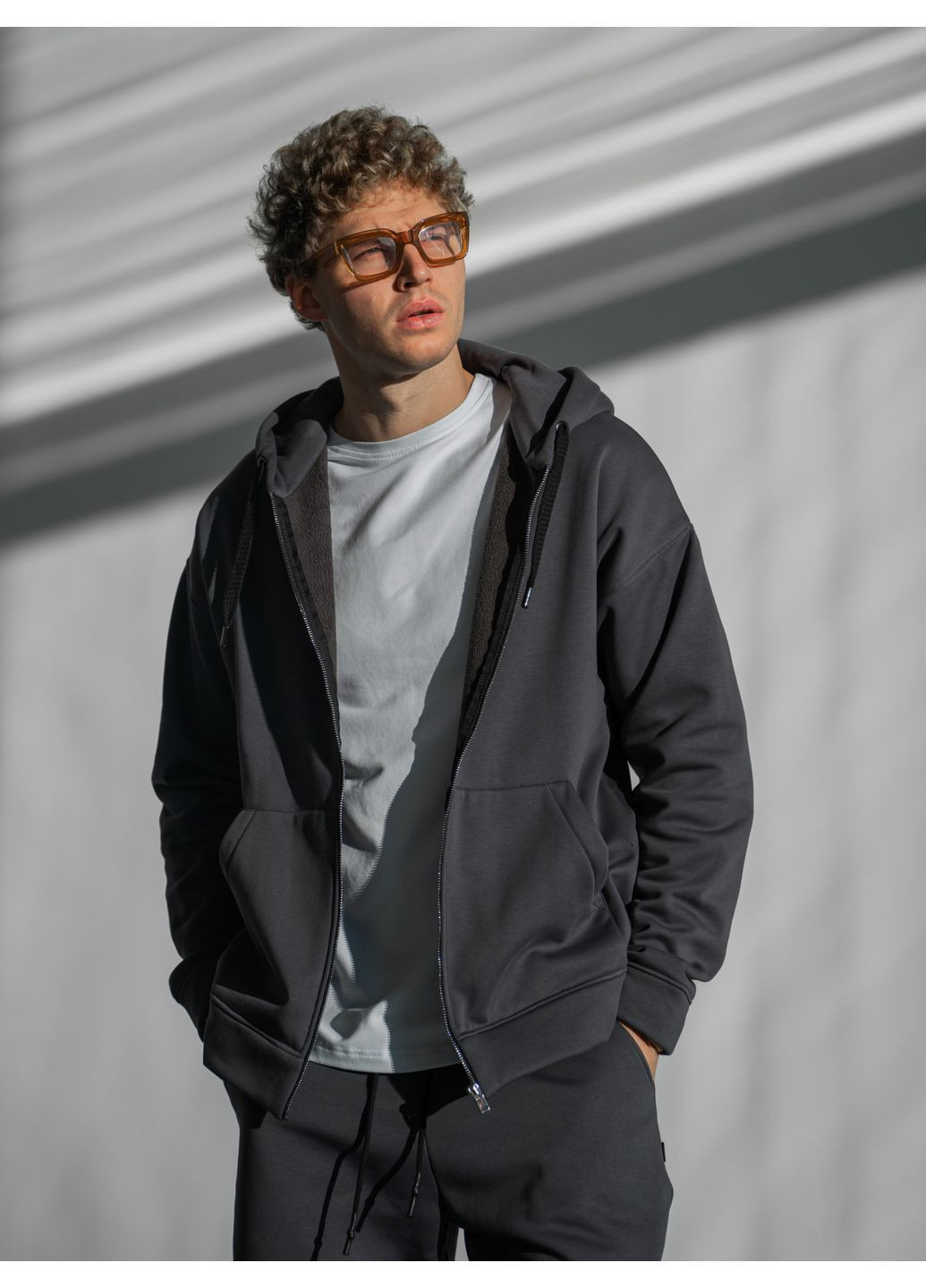 Спортивний костюм чоловічий теплий на флісі на Блискавці ZIP FUR Чорний Teamv (362456474)