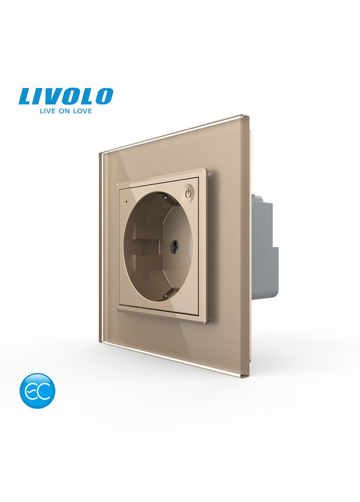Разумная розетка EC с заземлением золото (VL-M7FCTC16AZ2-2AP) Livolo (370984935)