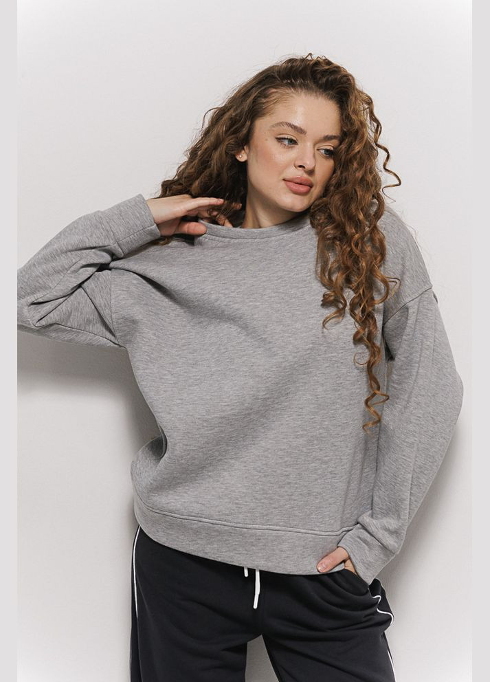 Серый женский утепленный свитшот серый oversize Arjen (304251345)