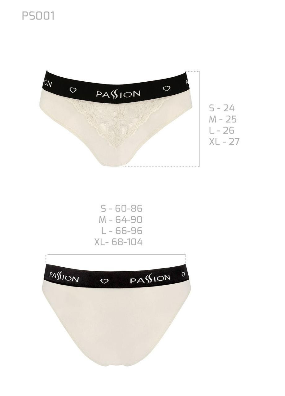 Чорний демісезонний трусики з широкою резинкою та мереживом ps001 panties ecru, size xl Passion