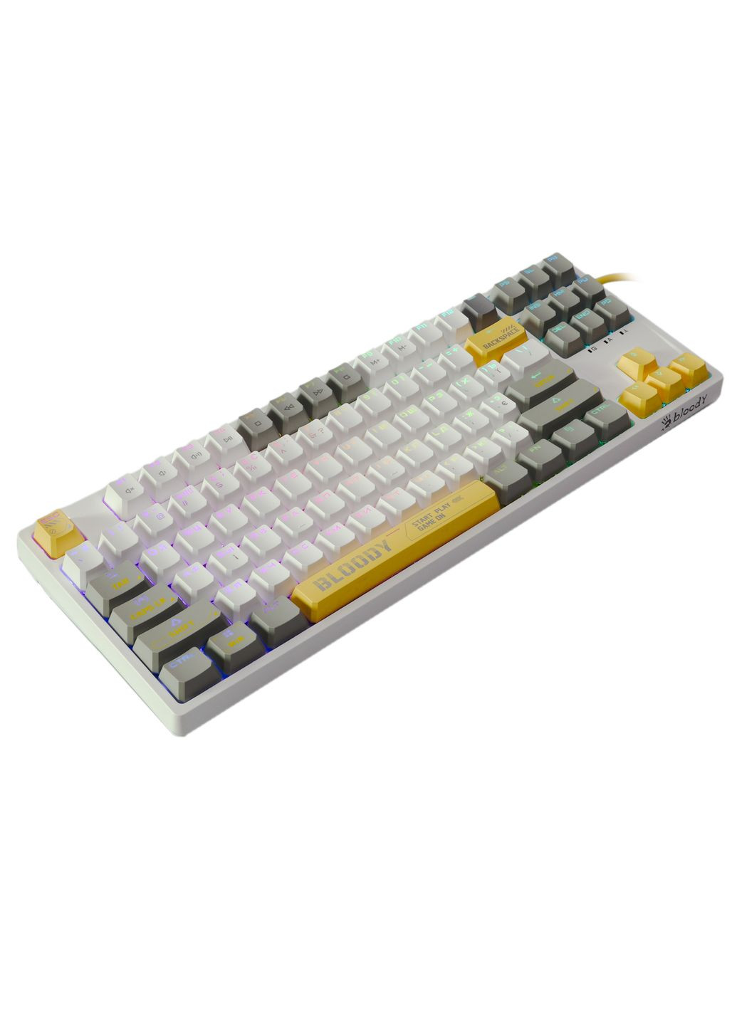 Механическая игровая клавиатура Bloody S87 (Energy White), красные свитчи, USB, RGB подсветка, BLMS TKL Switch, белая A4Tech (333824855)