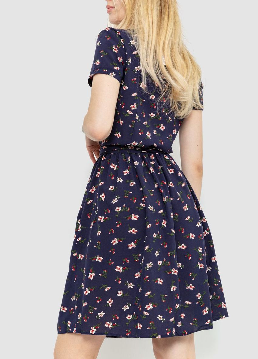 Темно-синя сукня з квітковим принтом, колір сірий, Ager
