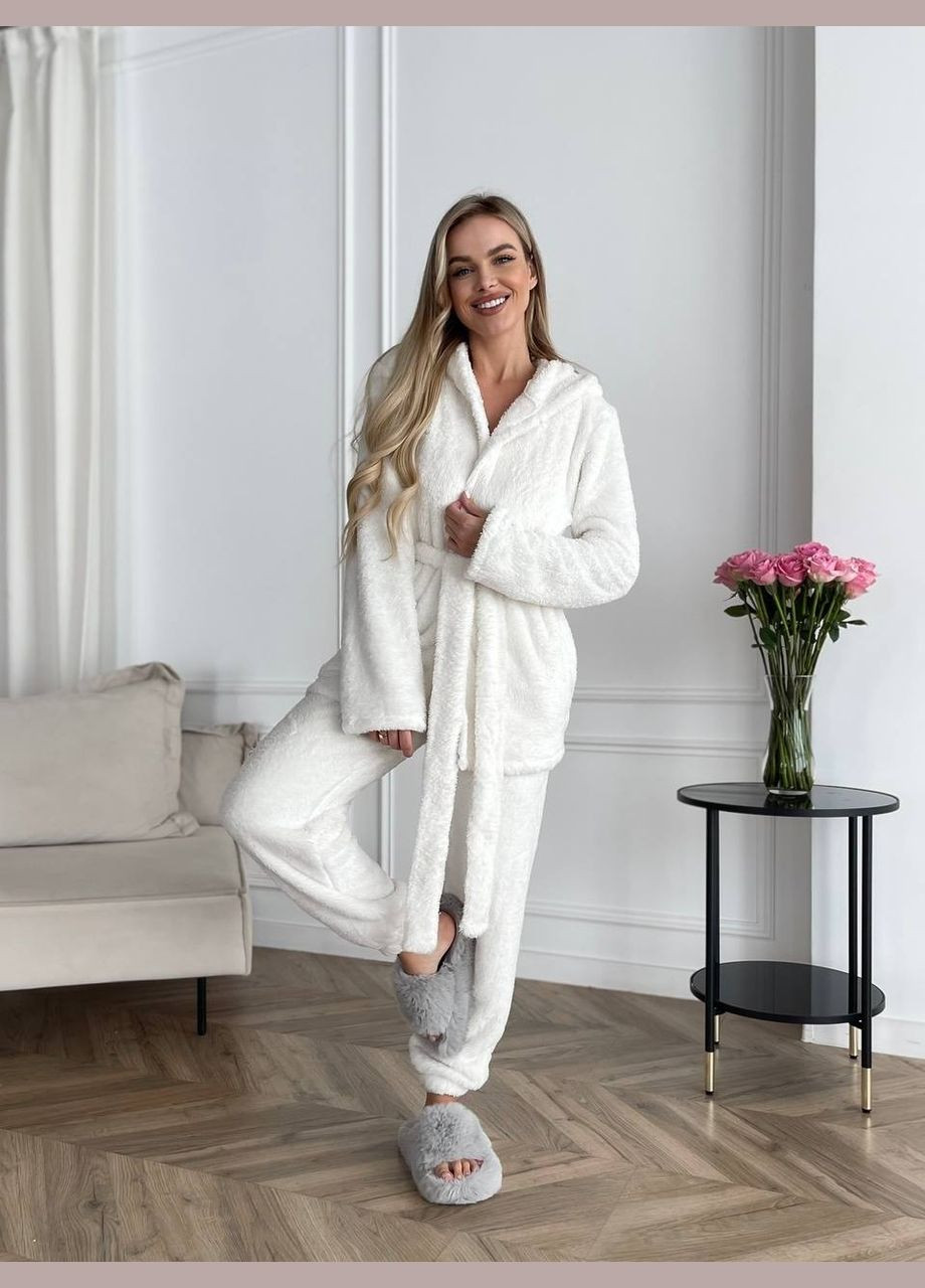 Женский теплый костюм 3-ка для дома молочного цвета 29819 No Brand (323643317)