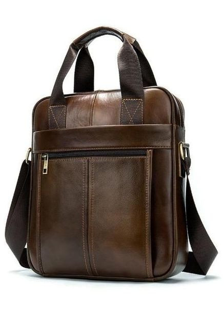 Сумка планшет через плече для документів та для телефону чоловіча з натуральної шкіри середня Коричневий 37065 Vintage (353690070)