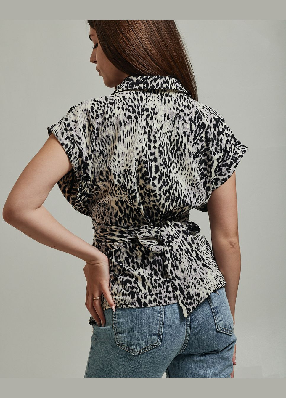 Чёрно-белую блуза черно-белая леопард Mira mia