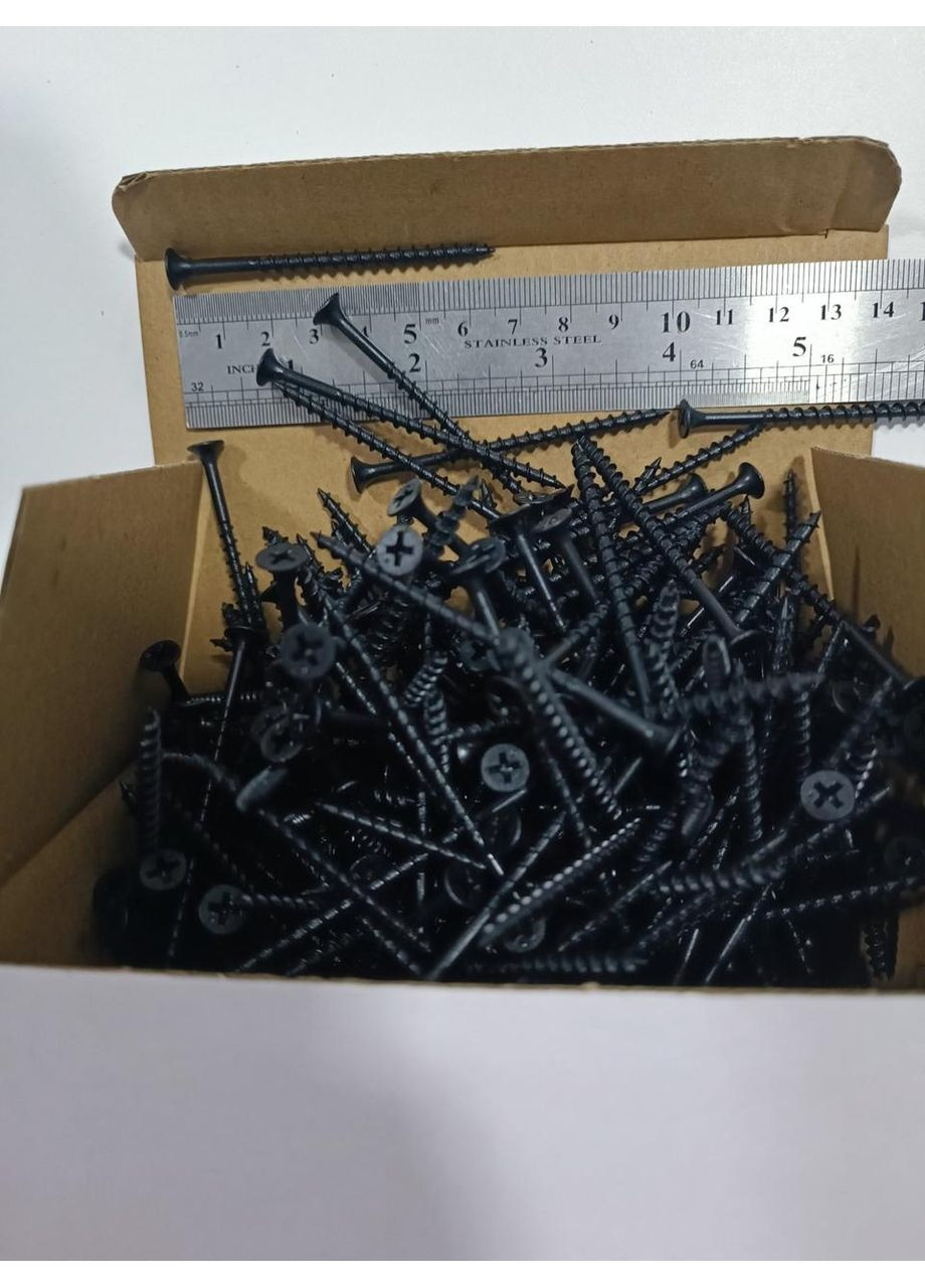 Саморіз по дереву 3,8×65 мм шуруп високоміцний з потайною головкою PH2 чорний фосфат (25 шт) Shenzhen (369717793)