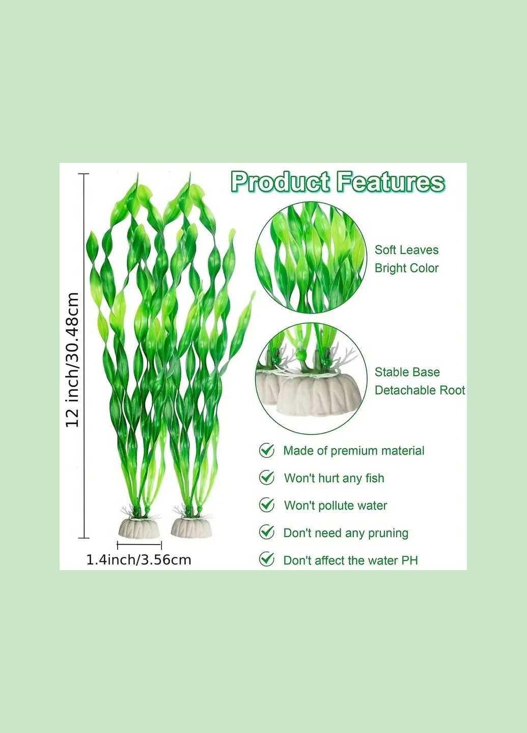 Растение пластиковое водоросли VALISNERIA вітая искусственное, Декорация для аквариума 30.5 см No Brand (333141140)