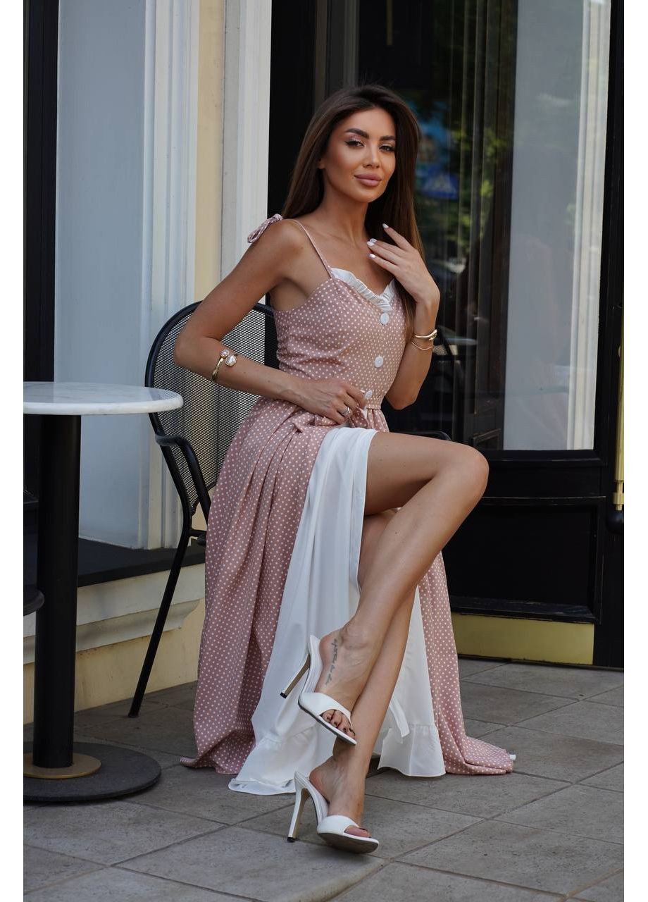 Коричнева повсякденний сукня DK/DL Мода без кордонів в горошок