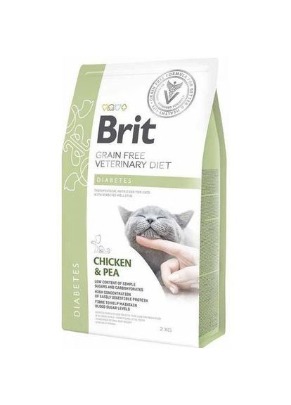 Сухий корм GF VetDiet Cat Diabetes для котів, при цукровому діабеті, з куркою та горохом, 2 кг Brit (322874711)