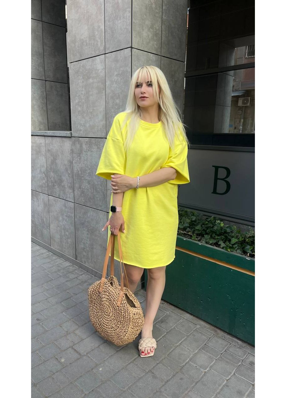 Желтое повседневный женское платье-туника в стиле оверсайз оверсайз MonCher