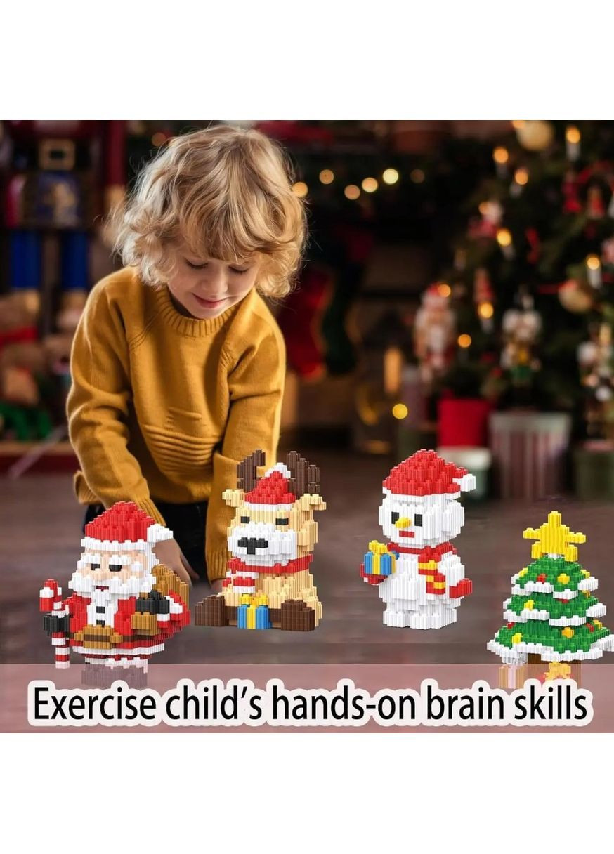 Різдвяний конструктор 4в1 Санта, Олень, Сніговик і Ялинка, 2803 деталей у подарунковій упаковці — великий святковий набір No Brand (364191334)