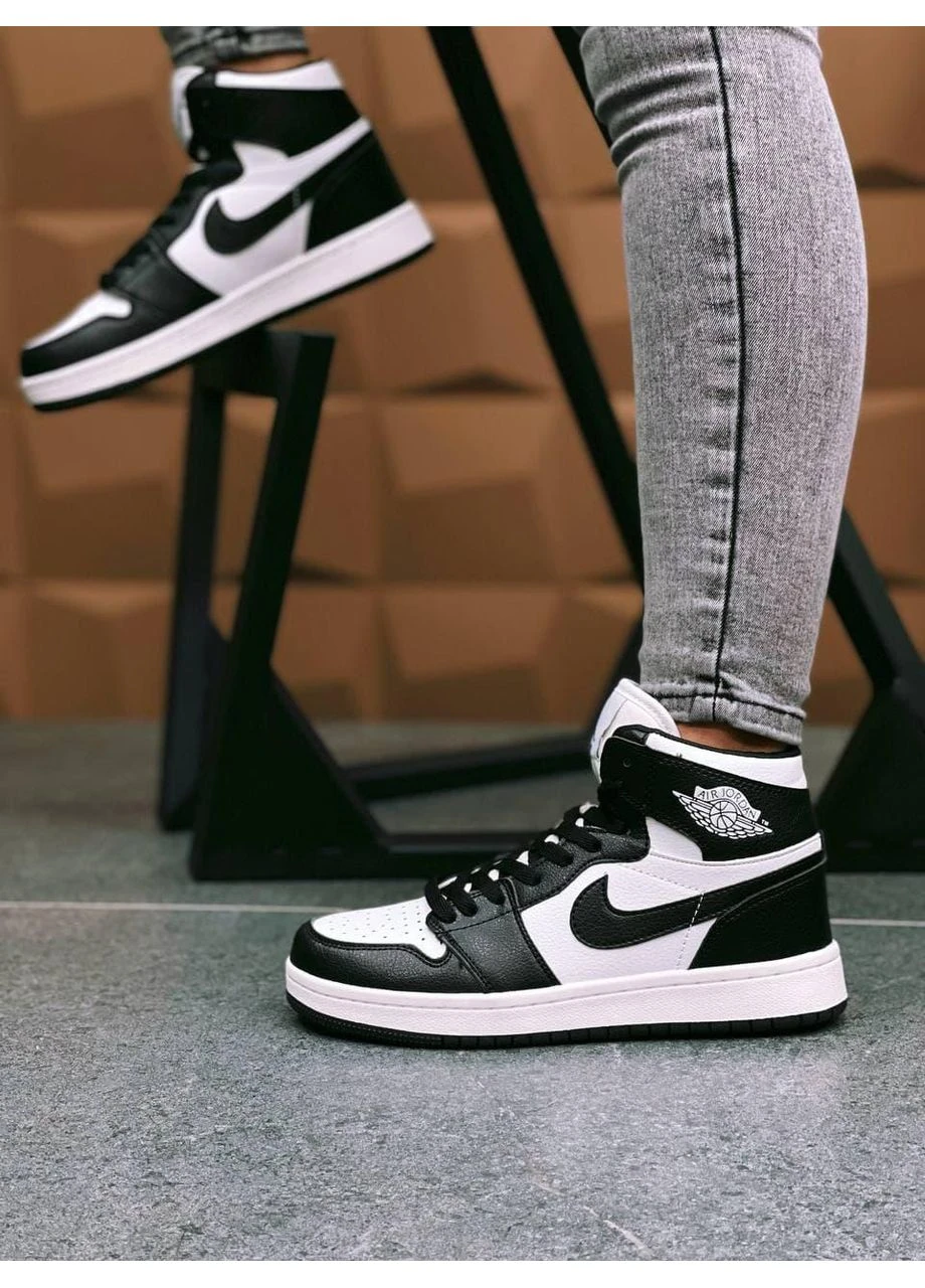 КРОССОВКИ ЖЕНСКИЕ NIKE AIR JORDAN 1 RETRO HIGH BLACK WHITE 2 НАЙК АИР ДЖОРДАН БЕЛЫЕ No Brand белые демисезоны (391065680)