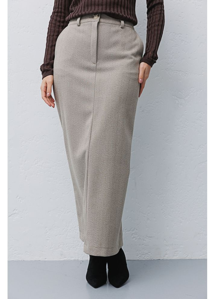 Темно-бежевая теплая юбка-карандаш темно-бежевого цвета Arjen