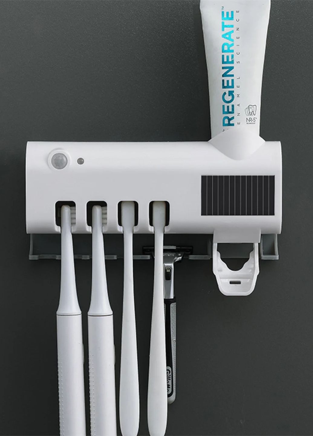 Дозатор для зубної пасти диспенсер тримач для щіток з автоматичним ультрафіолетовим стерилізатором 3в1 з зарядкою від USB Tik-Tak (362297945)