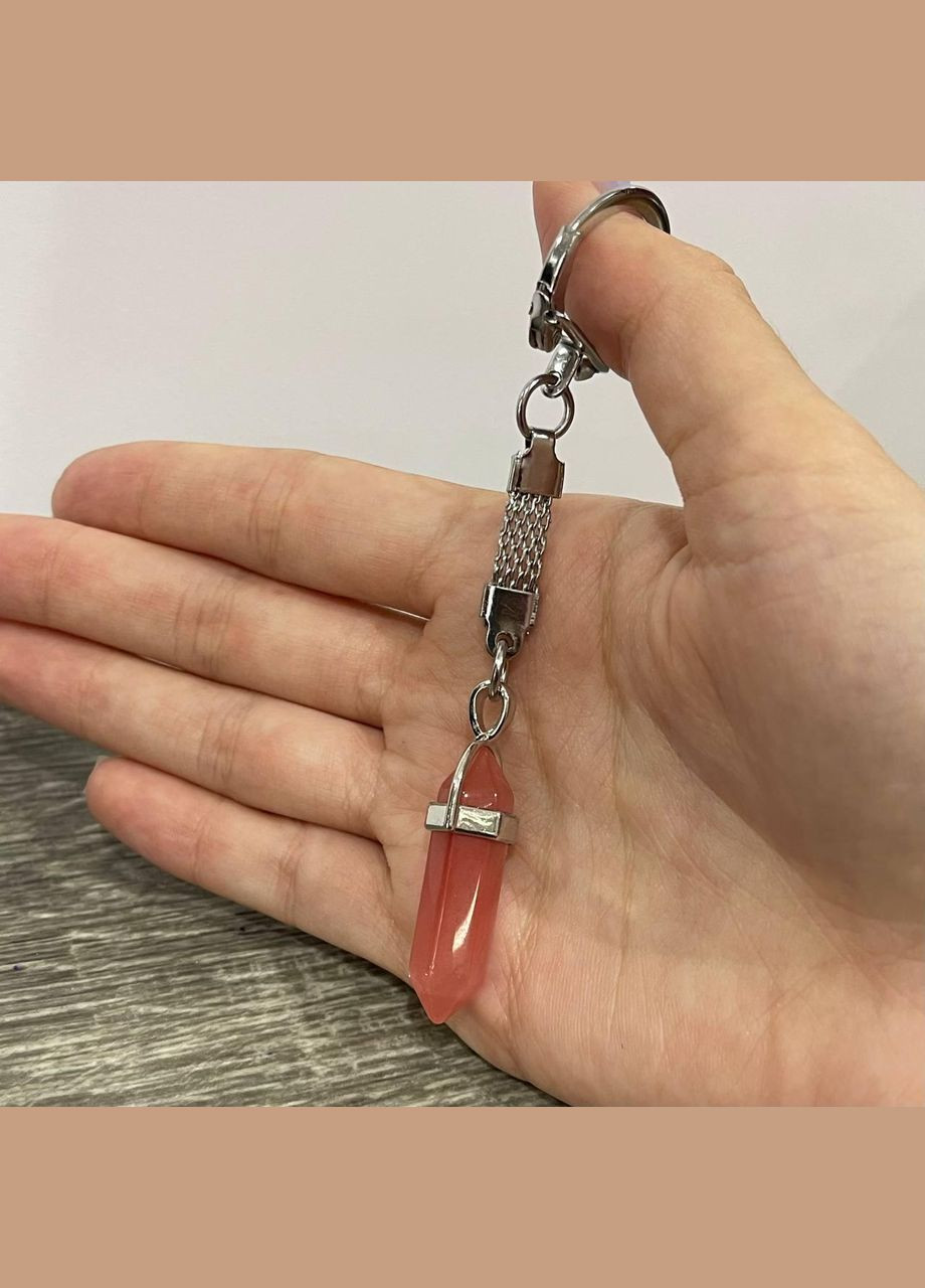 Кулон маятник с натуральным камнем Турмалин в виде кристалла шестигранника на брелке в подарочной коробочке Овен (326807813)