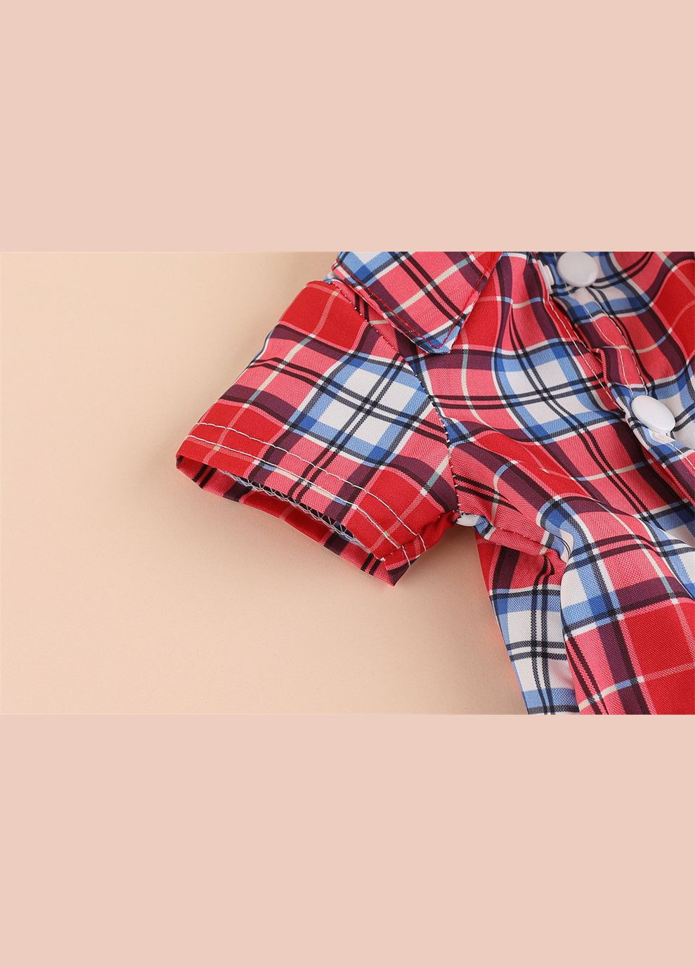 Джинсовий костюм для собак Pet Style "Клітка" Червоний XS No Brand - (323232657)