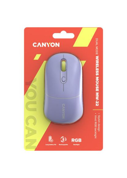 Мышка (CNS-CMSW22ML) Canyon MW-22 Dual Band RGB Wireless Mountain Lavender (367592593)