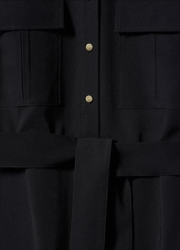 Черное платье рубашка мини платье с поясом рубашка Mango