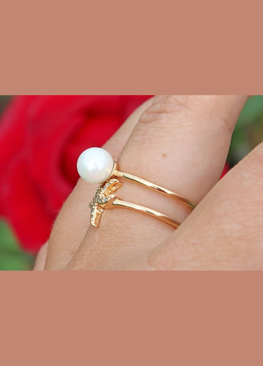Кільце зірка з перлиною р 16 розсувне золотисте Xuping Jewelry (334002023)