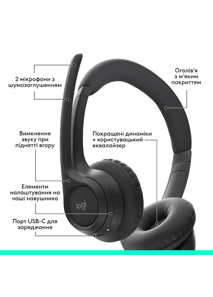 Гарнітура Zone 300 Wireless Headset BT Black (981-001407) (6996322) Logitech (314776295)
