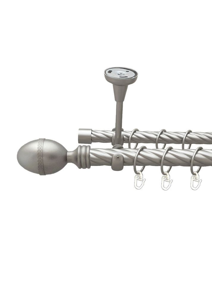 Карниз Фарже металлический двухрядный открытый к потолку скрученная труба Сатин 25\19 мм 300 см (00-00024277) ORVIT (300844238)